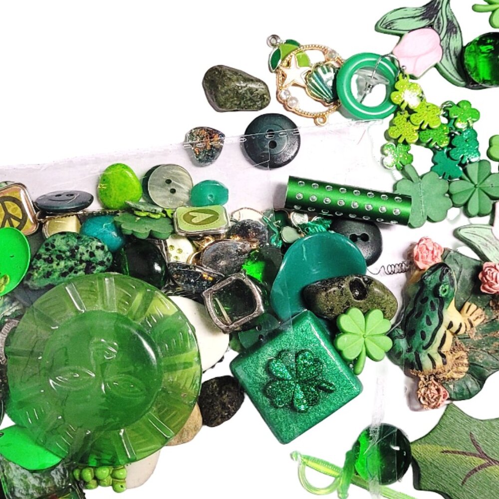 Bag of Various Green Craft Items for DIY Art and Craft Projects and More